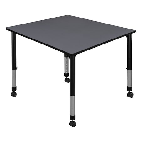 Regency Square Mobile Tables, 48 W, 48 L, 23-34 H, Wood, Metal, Grey TB4848GYAPCBK